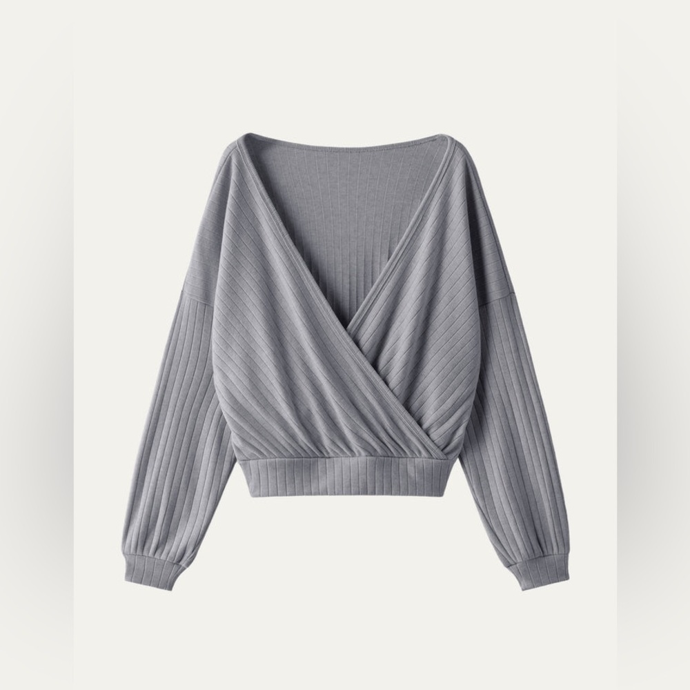 OGL Wide Rib Surplice Top Size Medium